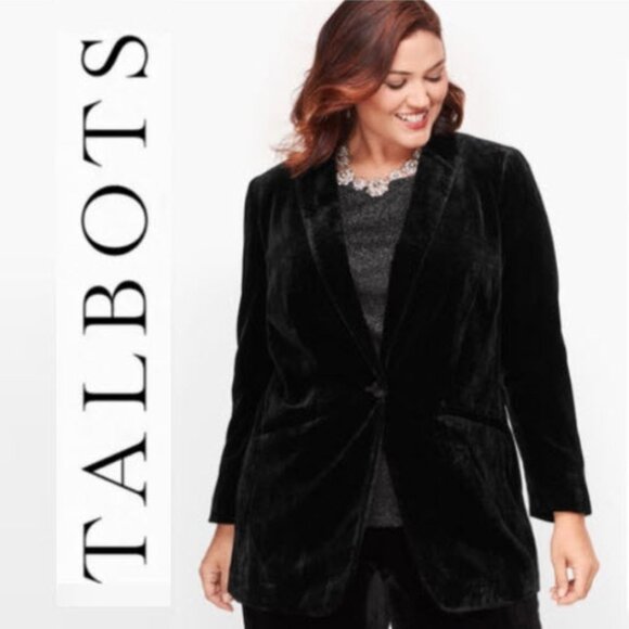 Talbots Black Velvet Blazer with Notched Lapels Size 20W NWT - Picture 1 of 15